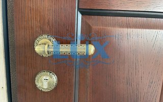 арочная дверь с позолоченной раздельной ручкой